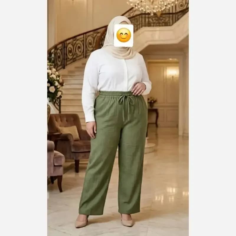 شلوار بگ راحتی زنانه سایز بزرگ جنس سوپر آیوا گرم بالا — تصویر ۲