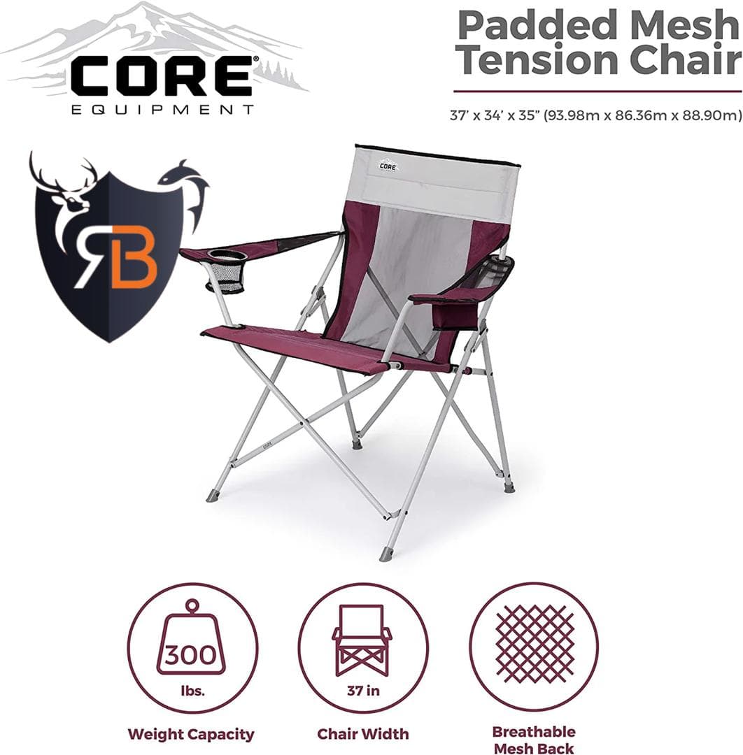 صندلي كمپ كر قرمز مدل CORE PADDED TENSION CHAIR 40143 — تصویر ۲
