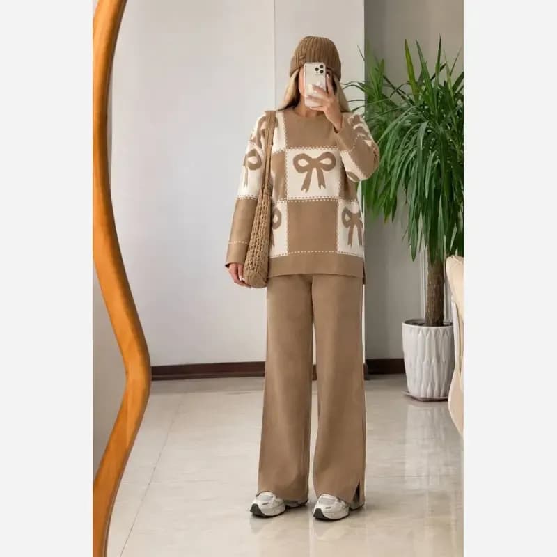 ست بافت پاپیون ادرینا بافت گرم بالا سایز 38 تا 48 — تصویر ۲