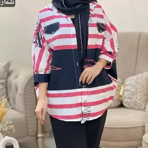 مانتو پانچ شکیلا جنس داکرون پنبه فری سایز — تصویر ۴