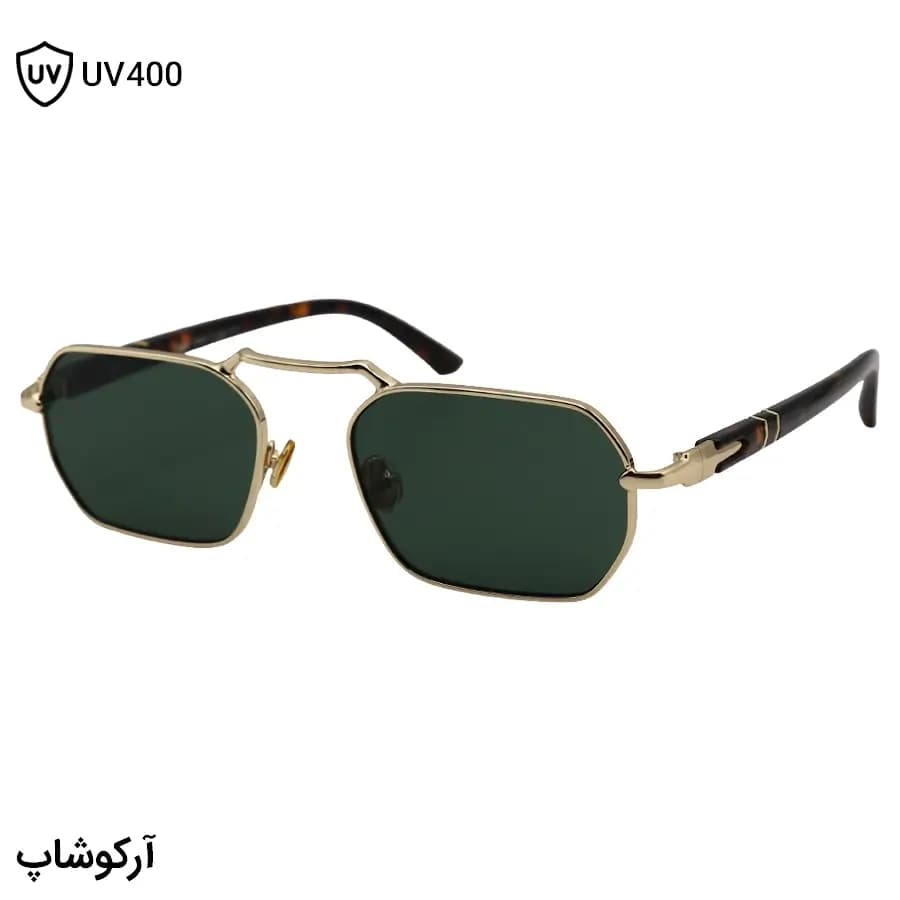 عینک آفتابی ترند PERSOL اشرف تک با فریم مستطیلی شکل، رنگ طلایی براق و لنز قهوه‌ای هایلایت مدل P01020S — تصویر ۹