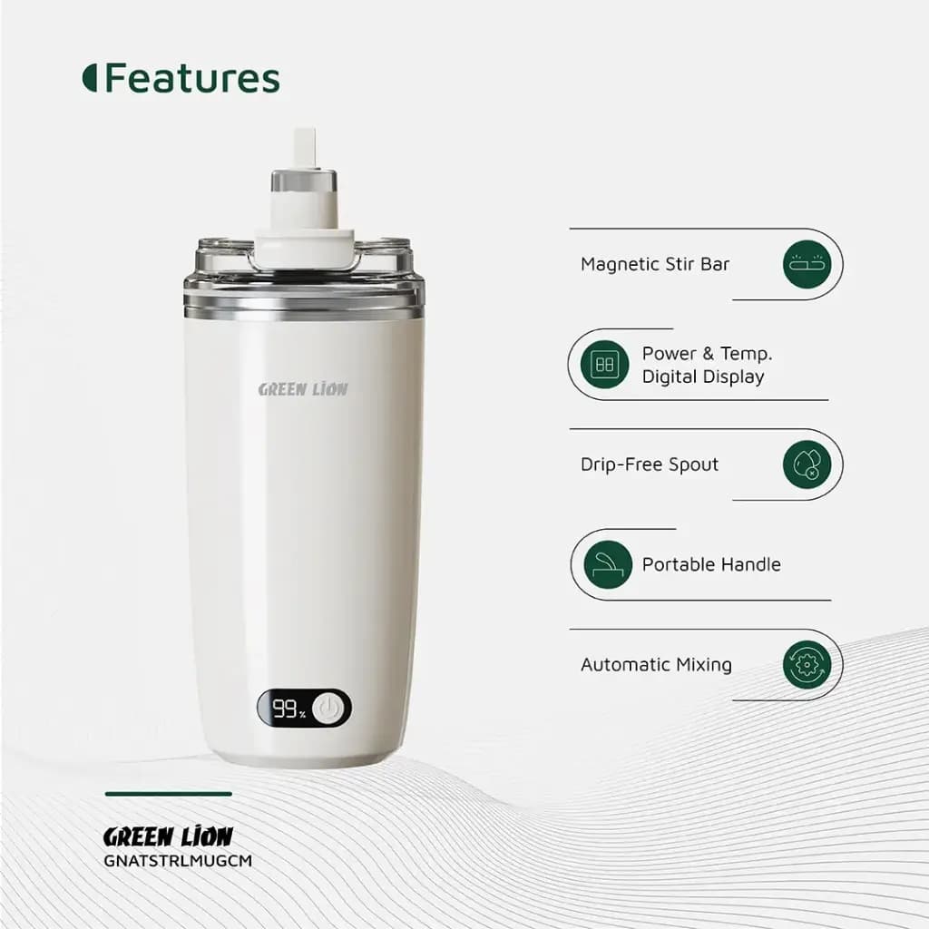 ماگ همزن‌ گرین لاین مدل Auto Stirring Mug ظرفیت ۳۵۰ میلی‌لیتر — تصویر ۸