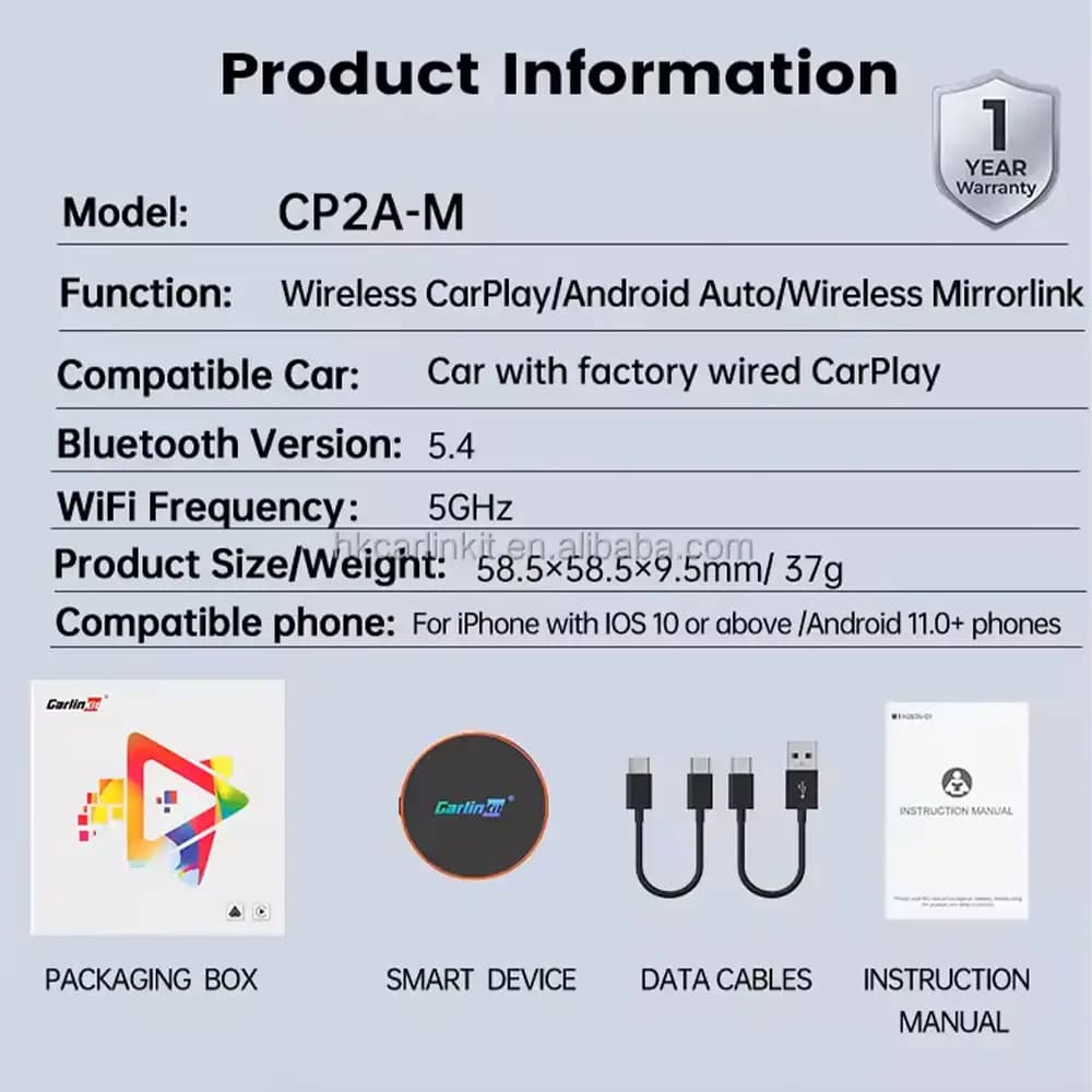 دانگل 4IN1 اپل کارپلی، اندروید اتو، میرور برند کارلینکیت مدل CP2A-M — تصویر ۴