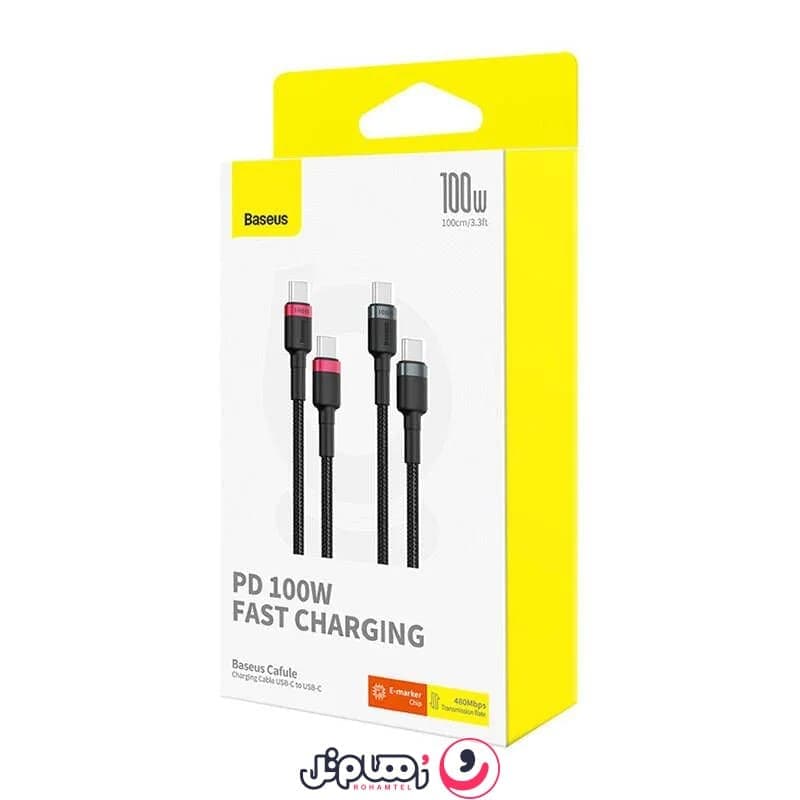 کابل شارژ 2 عددی Type-C to Type-C بیسوس مدل Cafule Series طول 1 متر و 100 وات — تصویر ۴