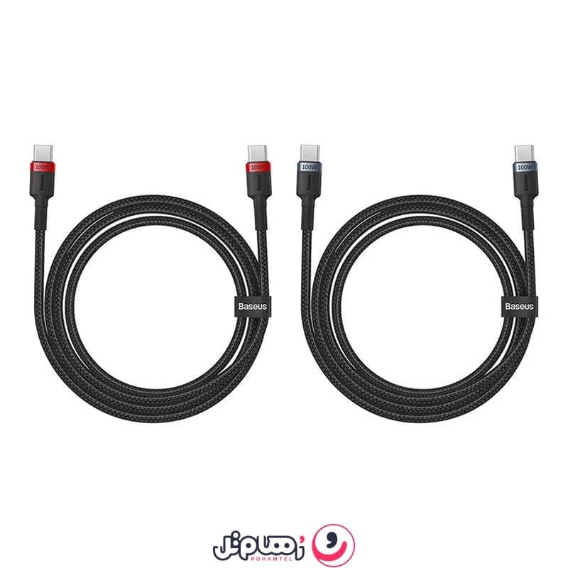کابل شارژ 2 عددی Type-C to Type-C بیسوس مدل Cafule Series طول 1 متر و 100 وات — تصویر ۳