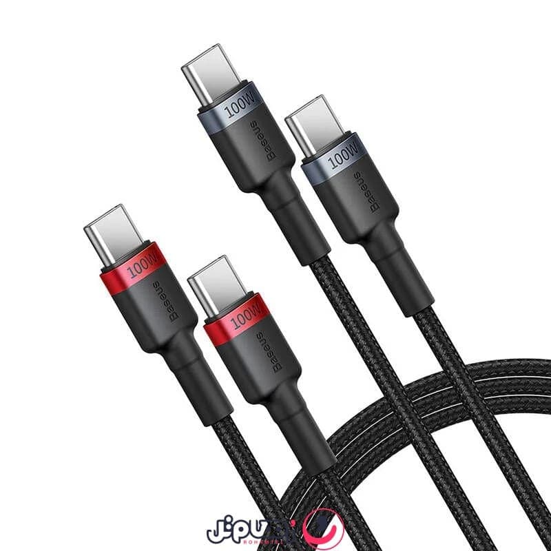 کابل شارژ 2 عددی Type-C to Type-C بیسوس مدل Cafule Series طول 1 متر و 100 وات — تصویر ۲