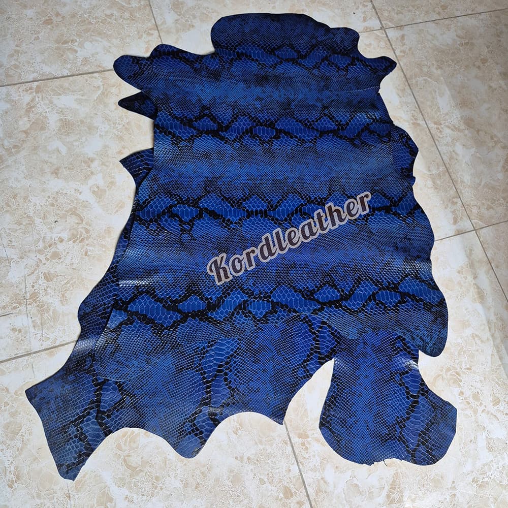 چرم بزی طرح پیتون سورمه ای