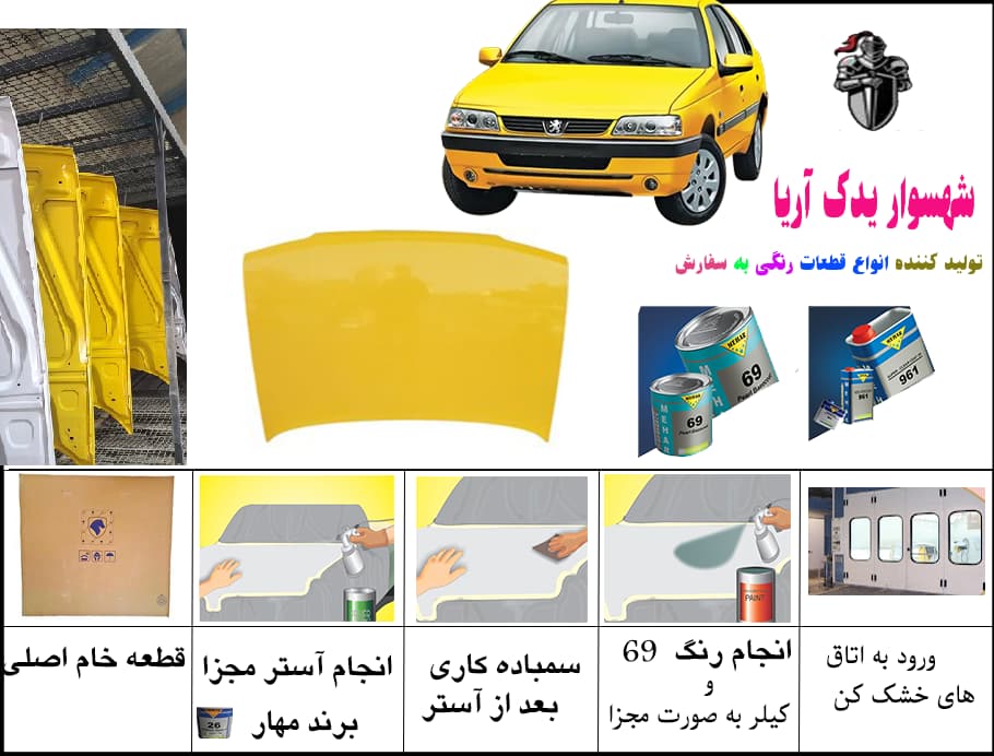 درب موتور کاپوت پژو 405/آردی و روآ زرد /اکونومیک
