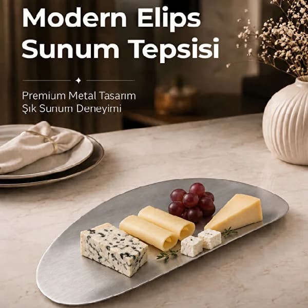 سینی سرو فلزی 30 سانتی متر وینو مدل Modern Elips
