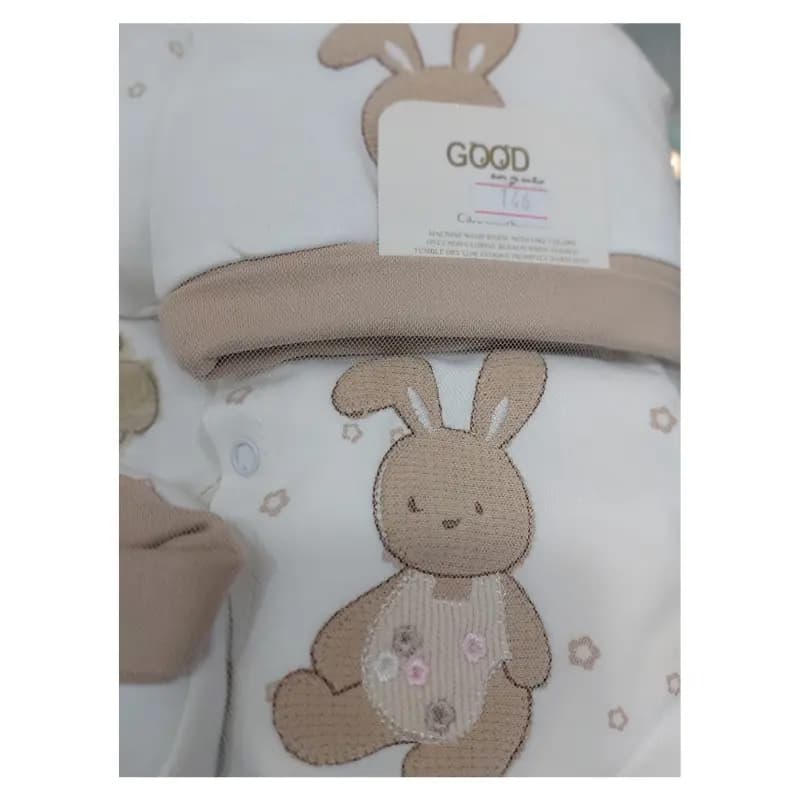 ست بیمارستانی نوزاد پنبه ای طرح خرگوشی سایز 0-3 ماه برند گودمارک Good mark — تصویر ۳