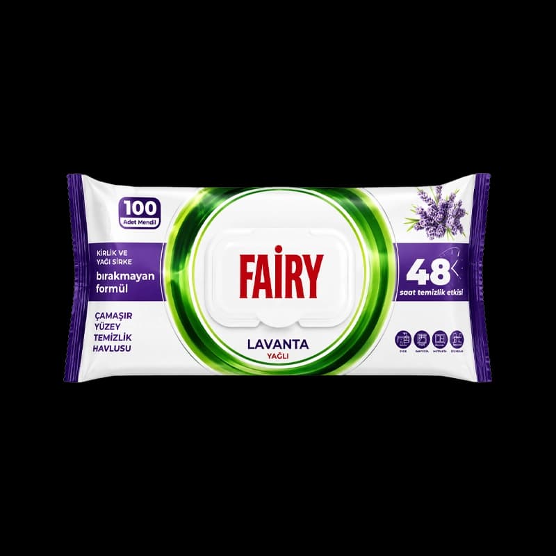 دستمال مرطوب فیری رایحه اسطوخودوس 100 عدد | Fairy Lavanta Cleaning Wet Wipes