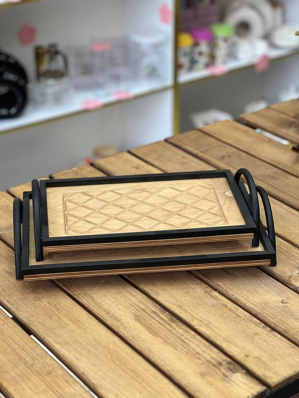 سینی چوب و فلز بزرگ — تصویر ۵