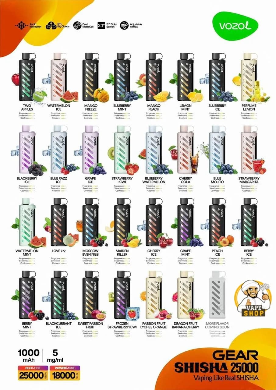ویپ وزول گیر 25هزار Vozol Gear Shisha 25000 Puffs — تصویر ۲