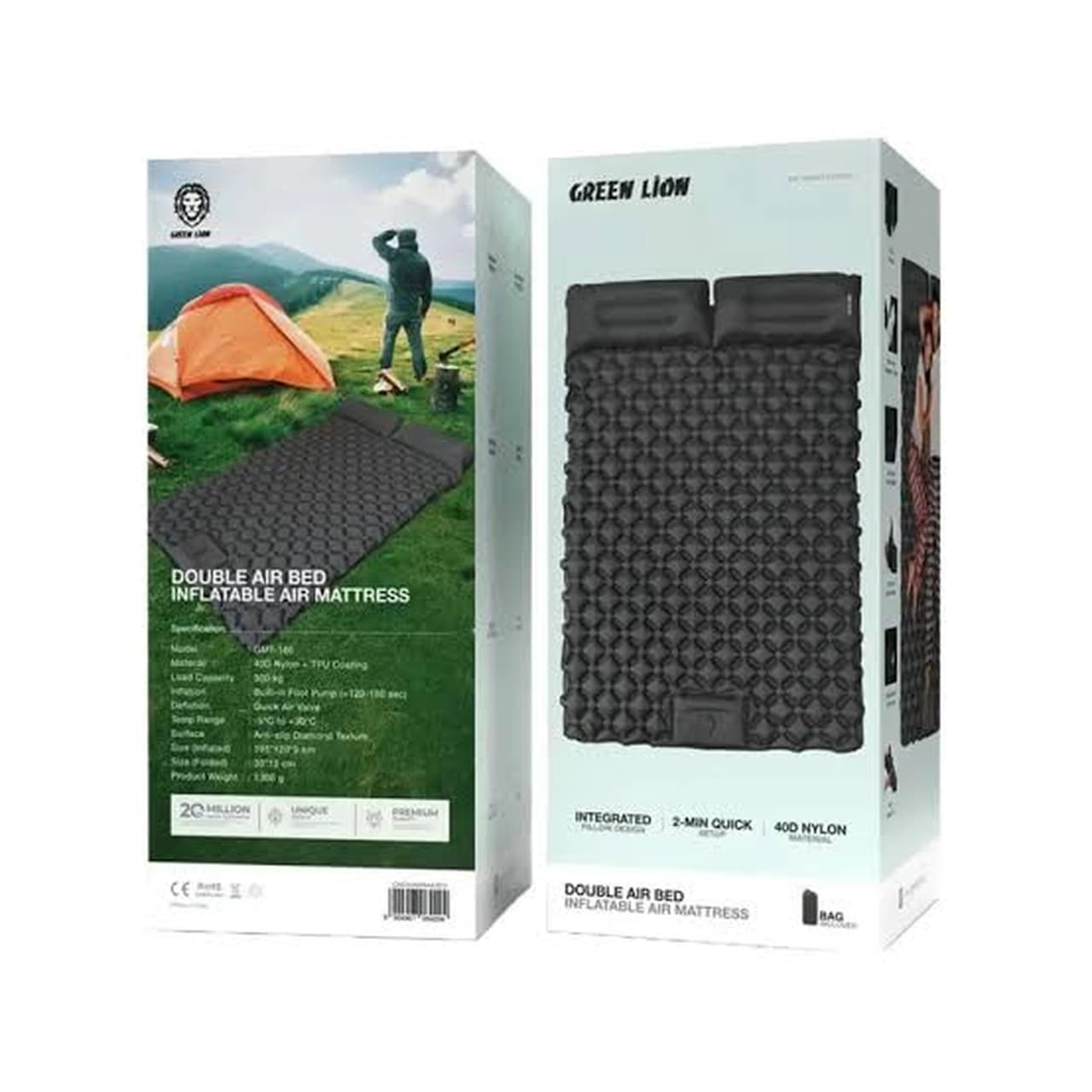 تشک بادی دو نفره Green Lion مدل INFLATABLE GNDUAIRMATBK – مشکی – پک ضعیف (گارانتی 6 ماهه شرکتی) — تصویر ۴