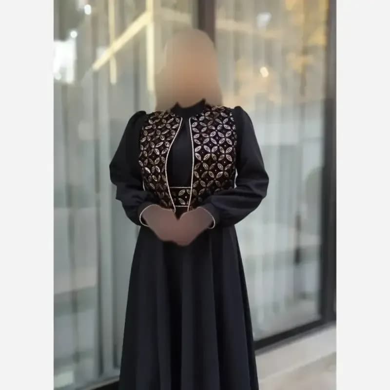 سه تیکه پیراهن و جلیقه و کمربند زرین کرپ مازراتی مشکی — تصویر ۴