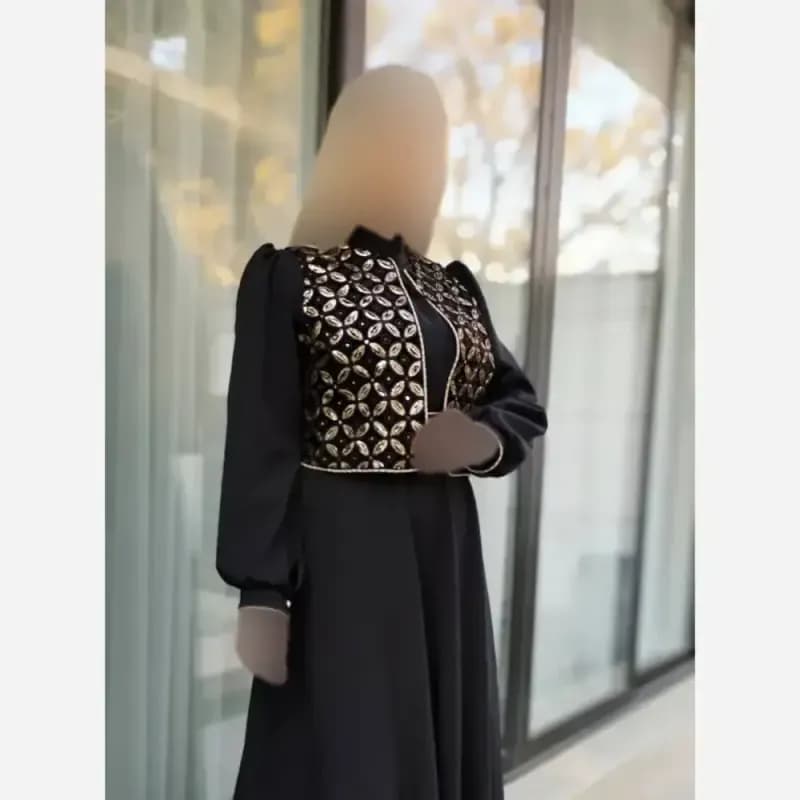 سه تیکه پیراهن و جلیقه و کمربند زرین کرپ مازراتی مشکی — تصویر ۵