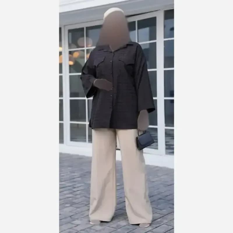 شومیز محرمی مشکی مدل پرناز جنس پارچه صوفیا فری سایز — تصویر ۳