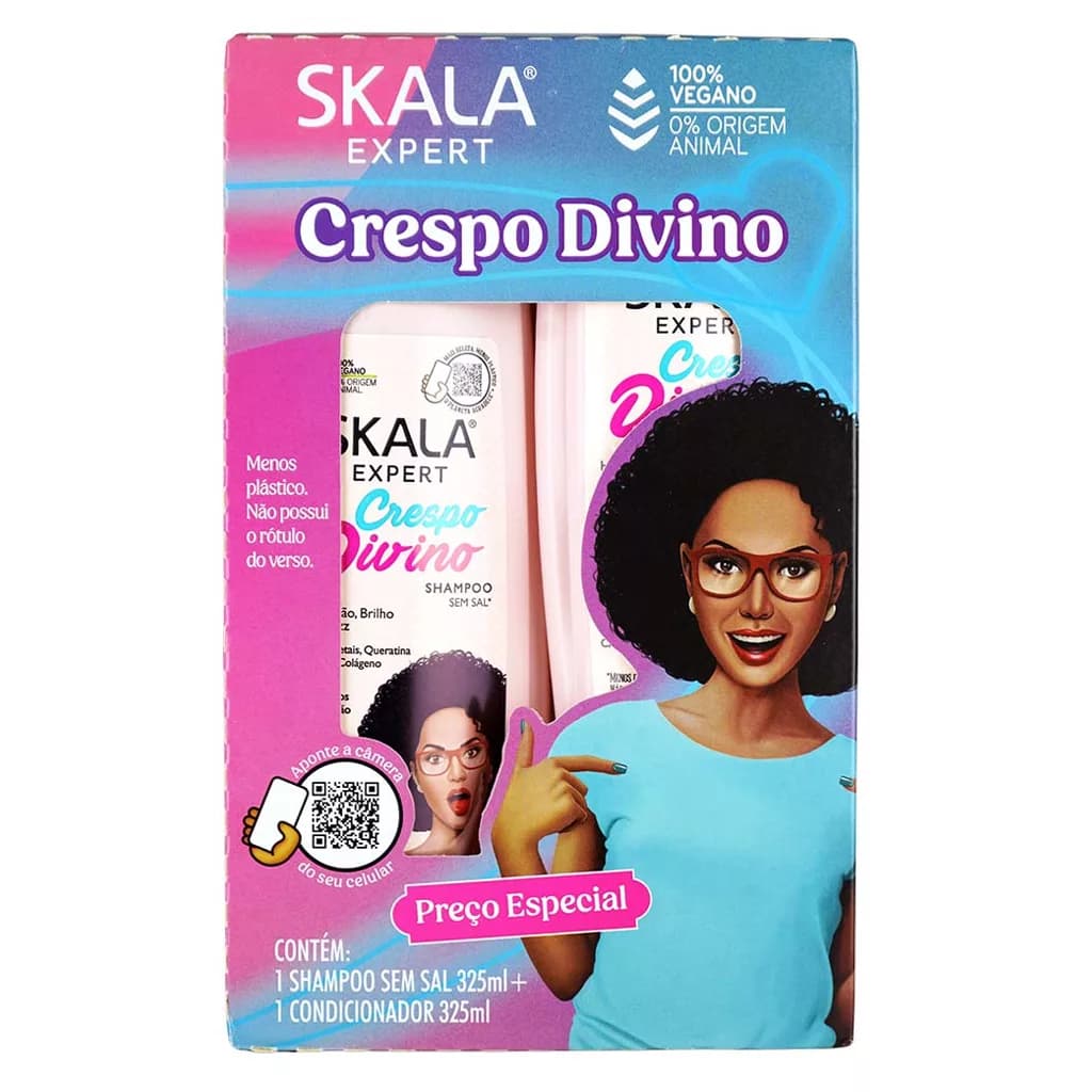 ست شامپو و نرم کننده موهای فر،مجعد و وز اسکالا Skala مدل Crespo Divino حجم 325+325 میل — تصویر ۳