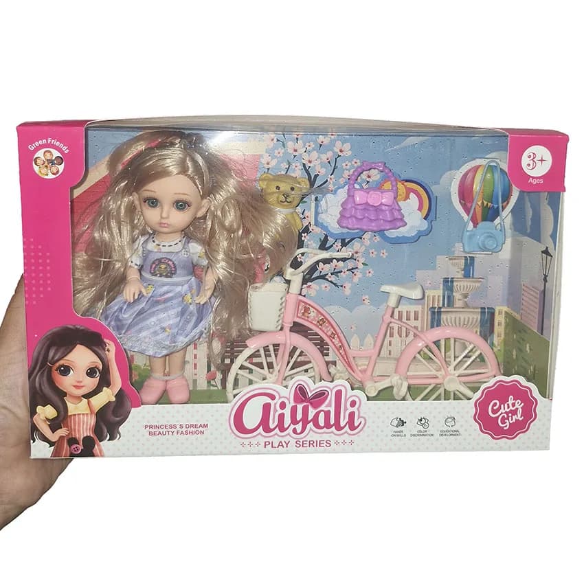 ست هدیه عروسک روسی مدل دوچرخه سوار طرح اکسسوری دار کد 926-9 ارتفاع 16 سانتی متر — تصویر ۴