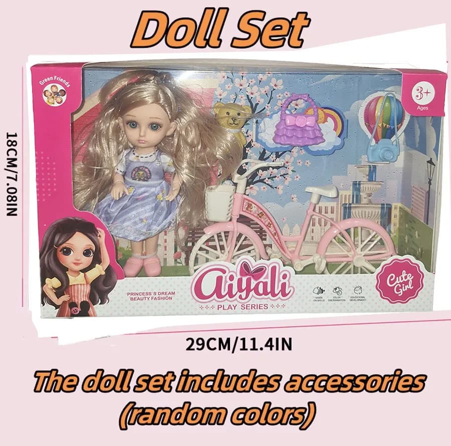 ست هدیه عروسک روسی مدل دوچرخه سوار طرح اکسسوری دار کد 926-9 ارتفاع 16 سانتی متر — تصویر ۸