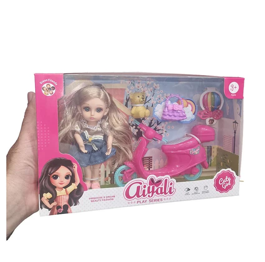 ست هدیه عروسک روسی مدل موتور سوار طرح اکسسوری دار کد 926-8 ارتفاع 16 سانتی متر — تصویر ۵