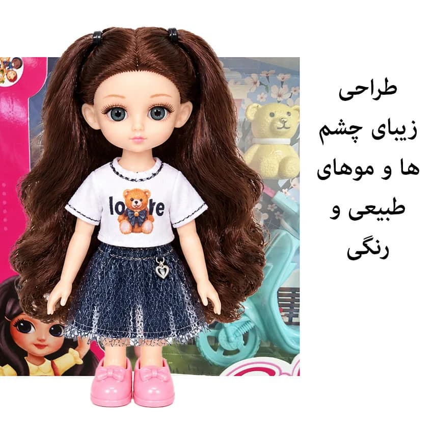 ست هدیه عروسک روسی مدل دوچرخه سوار طرح اکسسوری دار کد 926 ارتفاع 16 سانتی متر — تصویر ۲