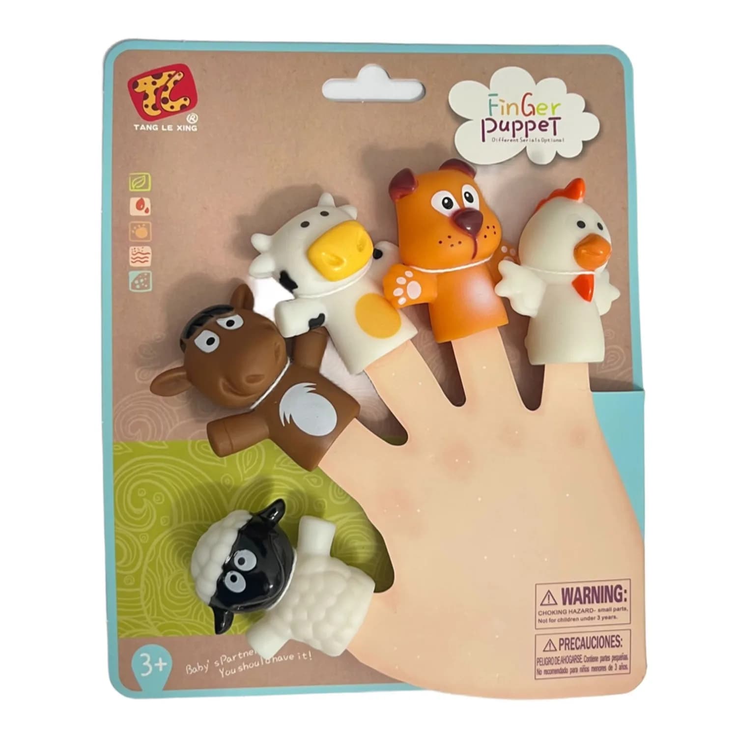 عروسک انگشتی ناب سل مدل سیلیکونی طرح حیوانات مزرعه بامزه کد FINGER PUPPET NAAB001 مجموعه 5 عددی — تصویر ۲