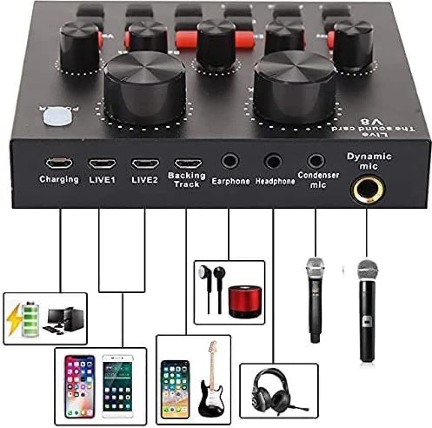 میکروفون کندانسر BM3000 با کارت صدای V8 — تصویر ۴