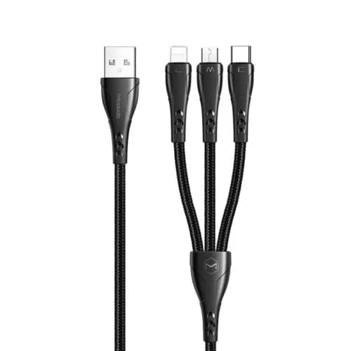 کابل سه سر فست شارژ 3 آمپر مک دودو CA-696 طول 1.2 متر — تصویر ۴