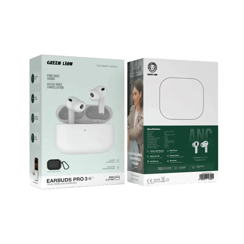 هندزفری بلوتوثی گرین لاین مدل Green Lion Earbuds Pro 3 True Wireless Earbuds با قابلیت حذف نویز — تصویر ۲