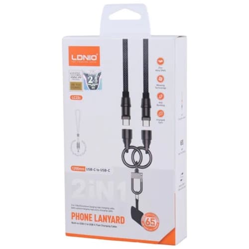 کابل دو سر تایپ سی فست شارژ 65 وات الدینیو LC22C طول 1.2 متر — تصویر ۶