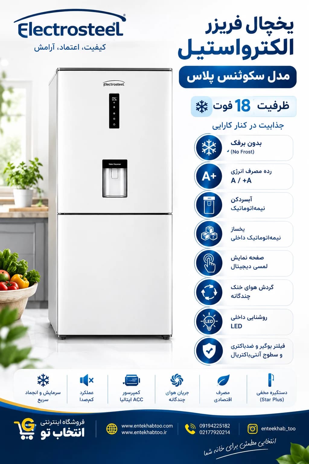 یخچال و فریزر الکترواستیل سکوئنس ES34W — تصویر ۲