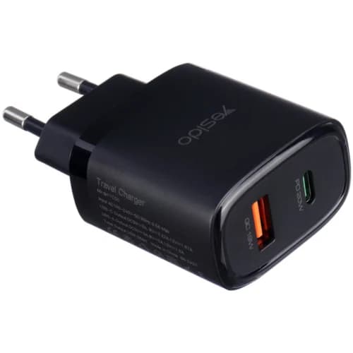 شارژر دیواری 20 وات یسیدو YC50 QC3.0 PD 3A + کابل تبدیل تایپ سی — تصویر ۶