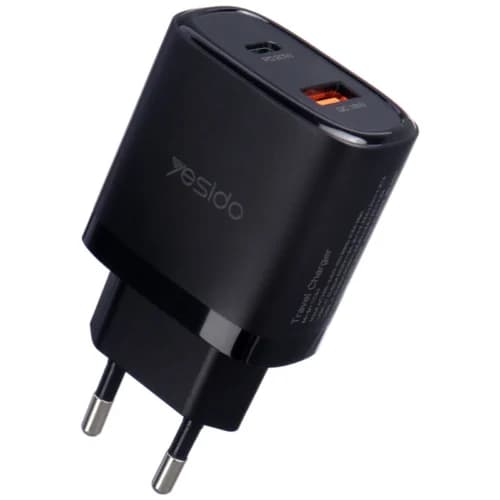 شارژر دیواری 20 وات یسیدو YC50 QC3.0 PD 3A + کابل تبدیل تایپ سی — تصویر ۲