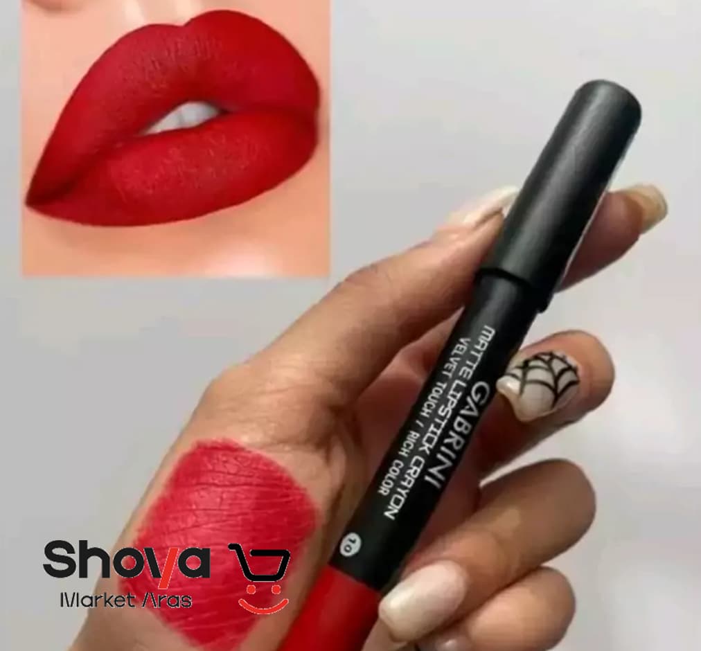 رژلب مدادی مات گابرینی Gabrini شماره 10 مدل Velvet Touch وزن 3.5 گرم — تصویر ۴