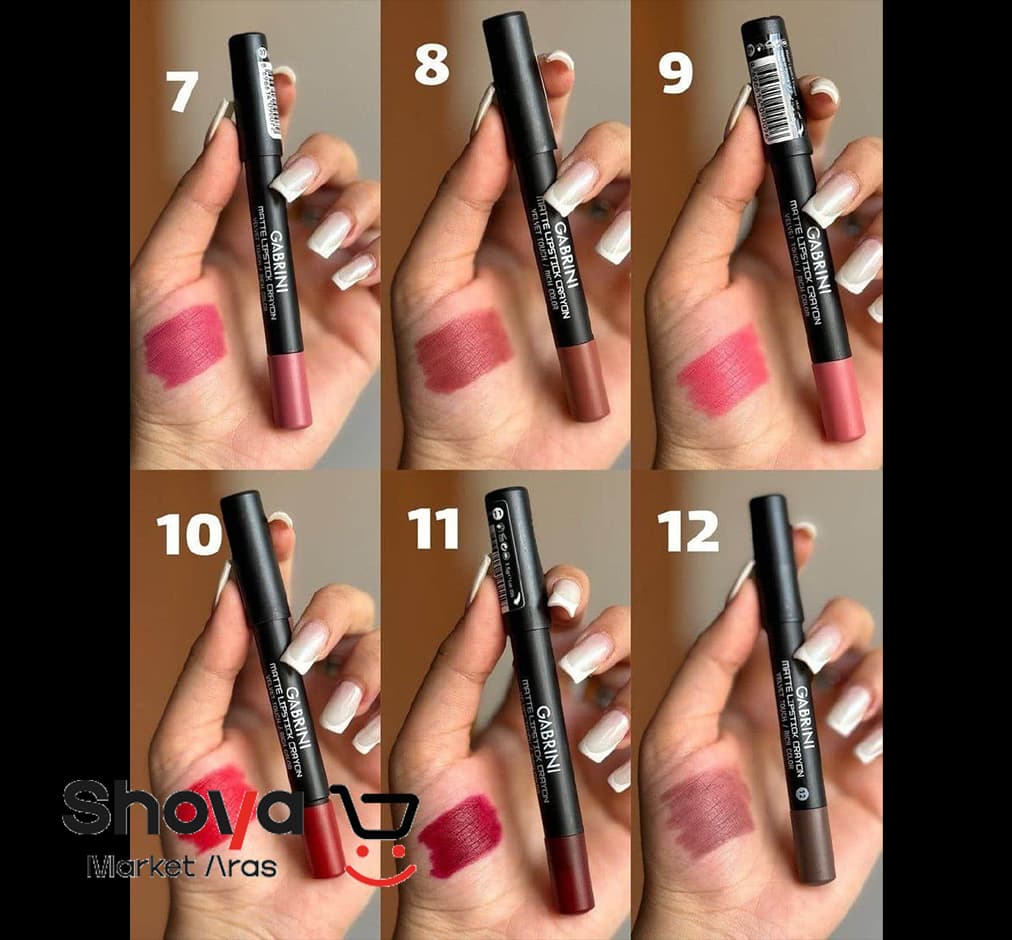 رژلب مدادی مات گابرینی Gabrini شماره 10 مدل Velvet Touch وزن 3.5 گرم — تصویر ۳