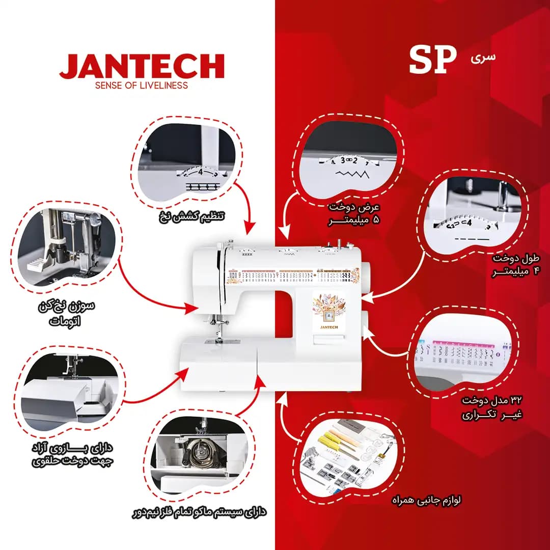 چرخ خیاطی جانتک مدل SP7100 — تصویر ۲