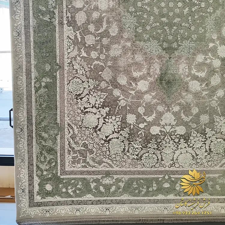 فرش طرح مانیا سبز طرح وینتیج 1200 شانه — تصویر ۴