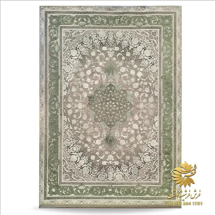 فرش طرح مانیا سبز طرح وینتیج 1200 شانه