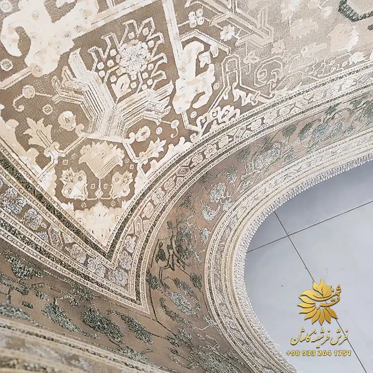 فرش سبز طرح هریس 1200 شانه وینتیج زمنیه یژ — تصویر ۳