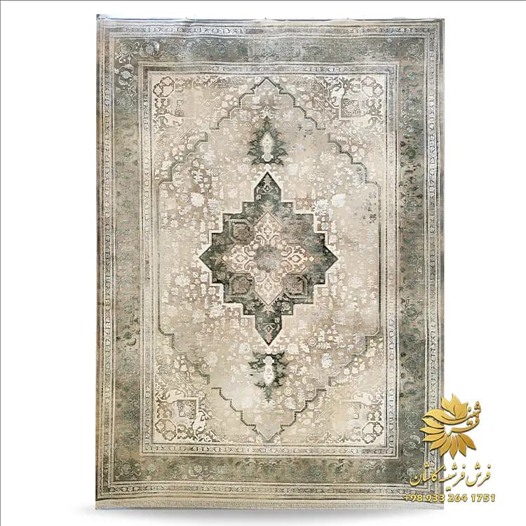 فرش سبز طرح هریس 1200 شانه وینتیج زمنیه یژ
