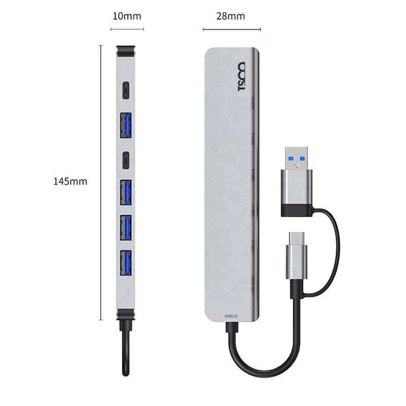 هاب USB 3.0 تسکو THU 1148؛ ۷ پورت USB و Type-C — تصویر ۳
