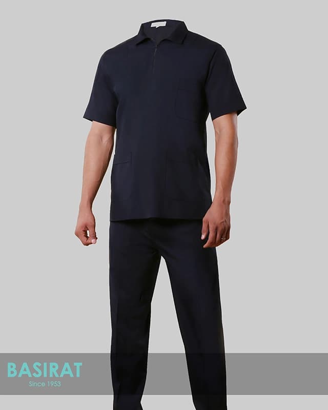 اسکراب اتاق عمل يقه دار نيم زيپ – سرمه ای