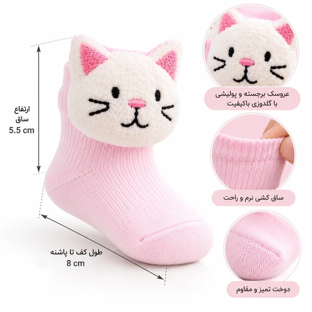 ‫جوراب نوزادی عروسکی ساق بلند پاپک Chicco Papak مدل YB431 — تصویر ۸