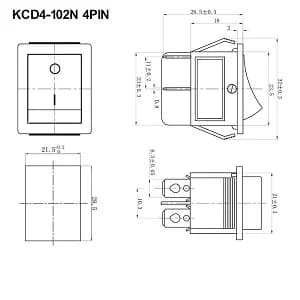 کلید راکر بزرگ چراغدار 10 آمپر KCD4-102N — تصویر ۲