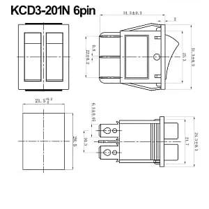 کلید راکر دو پل چراغدار KCD3-201N — تصویر ۲