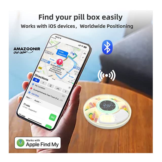 جعبه قرص هوشمند هفتگی برند Micflip مدل P01-S03 با یادآور و ردیاب اپل — تصویر ۲