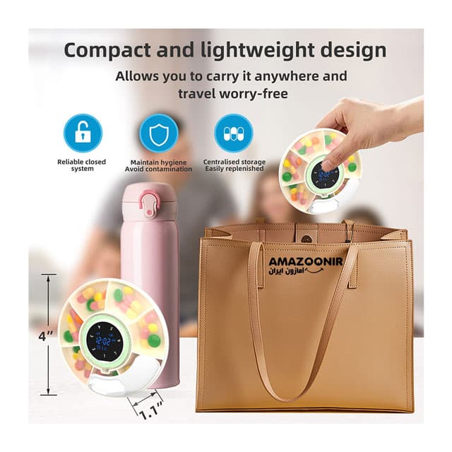 جعبه قرص هوشمند هفتگی برند Micflip مدل P01-S03 با یادآور و ردیاب اپل — تصویر ۳