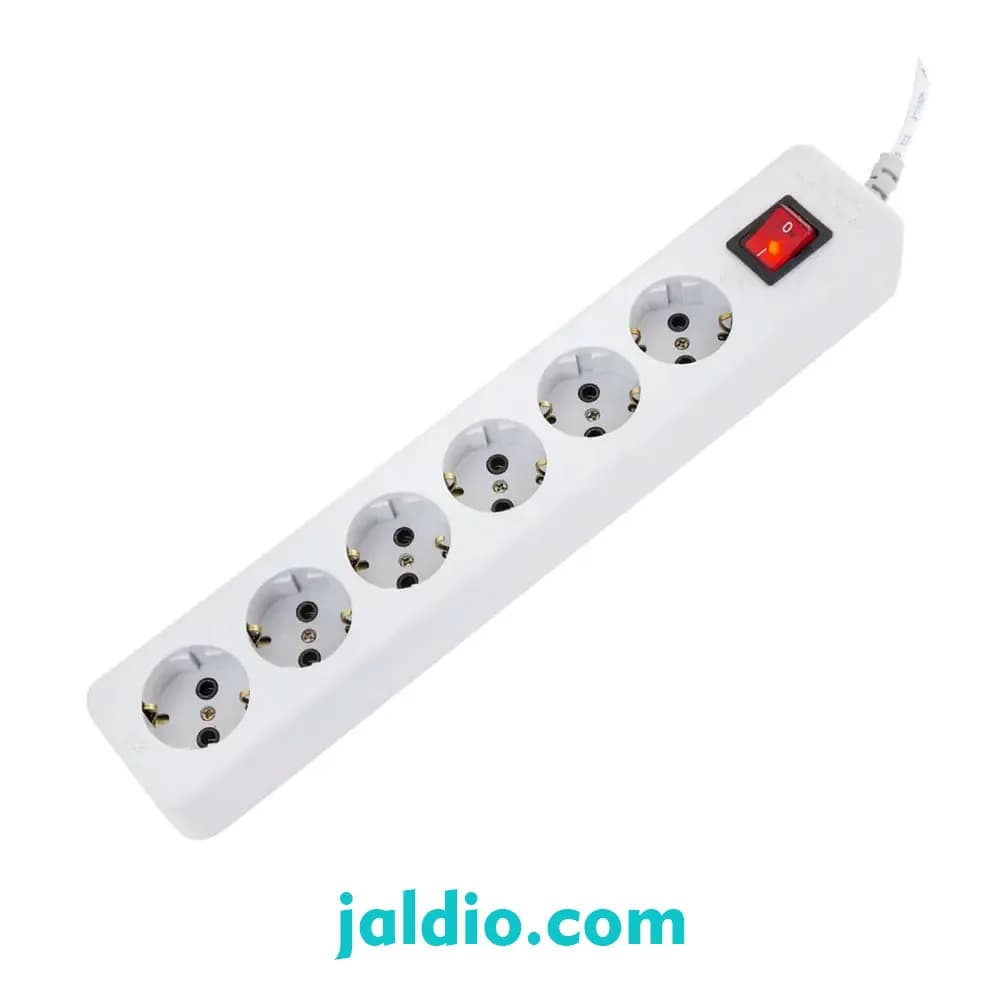 6 خانه ارتدار با کلید و کابل 1.8 متر پارت الکتریک مدل نیک کد 986