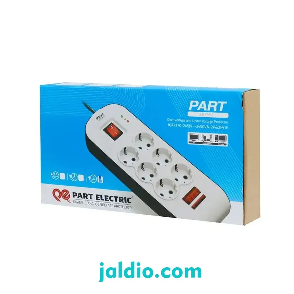 محافظ شش خانه ارت دار با کلید و کابل 3 متری پارت الکتریک کد 8795 — تصویر ۳
